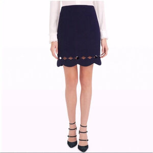 Club Monaco Atrina Skirt Size 4 Black Scalloped Cutout Hem Pencil A Line Skirt
